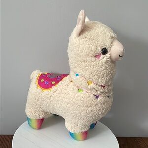 Hug Me Cream Plush Llama with Rainbow Feet